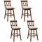 Costway 29" Bar Stool Wooden Chair Set of 1/2/3/4 with Contoured Backrest Swivel Padded Seat Oak